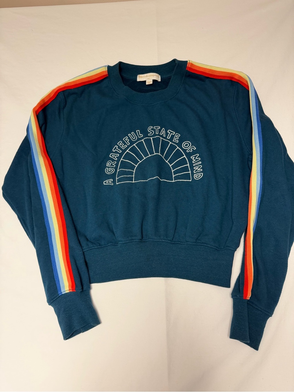Spiritual Gangster Cropped Dark Teal Sweatshirt Grateful Mind Size Small
